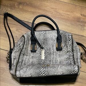 Jessica Simpson Black and White Snakeskin Satchel